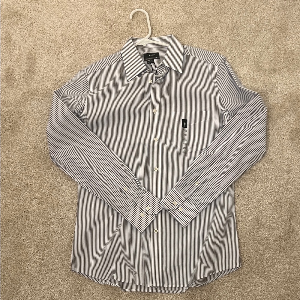Men's Striped Dress Shirt - White and Blue